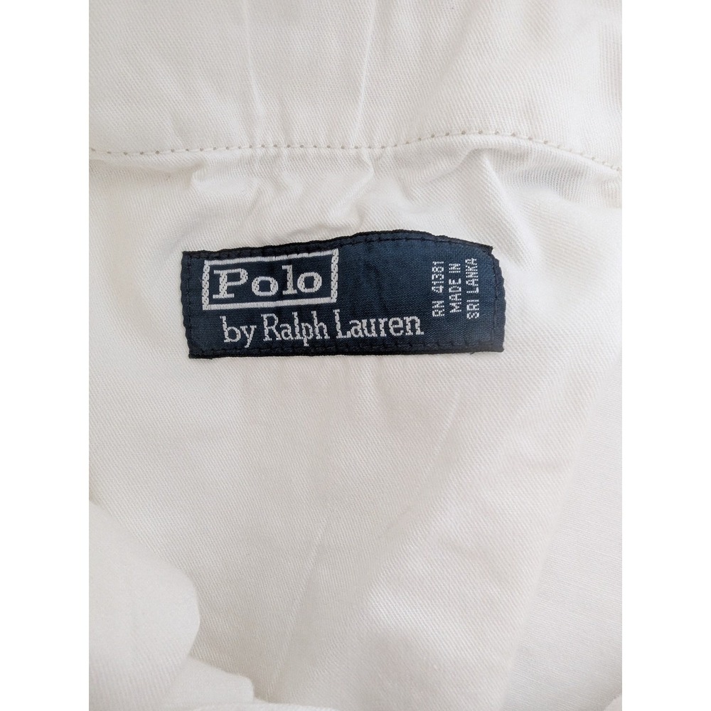 Vintage Polo Ralph Lauren Mens Cargo Shorts White Cotton Size 42 Drawstring - Picture 7 of 14